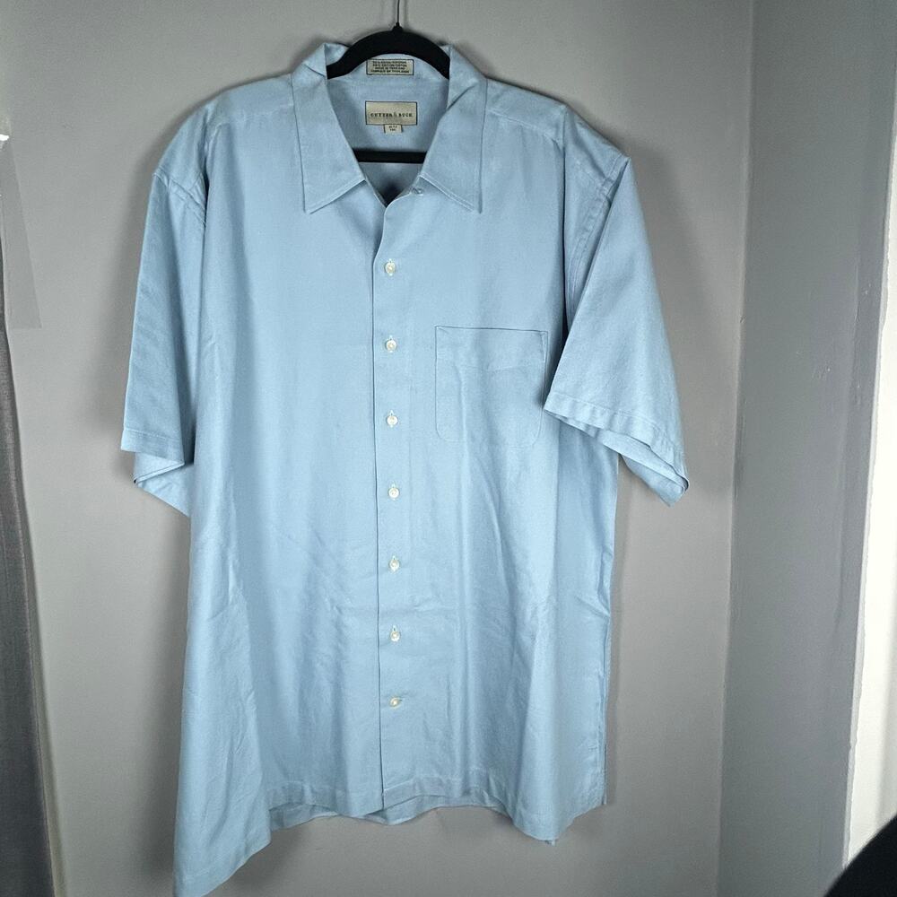 Cutter & Buck Mens Blue SS Button Up Sz XLT